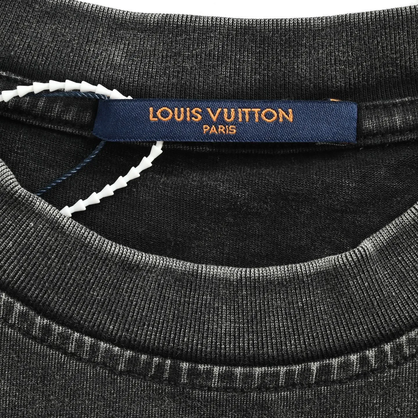Louis Vuitton/Louis Vuitton 25ss embroidered letters washed distressed short sleeves